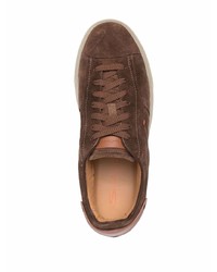 dunkelbraune Wildleder niedrige Sneakers von Santoni