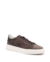 dunkelbraune Wildleder niedrige Sneakers von Santoni