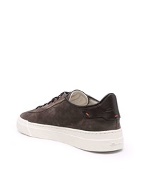 dunkelbraune Wildleder niedrige Sneakers von Santoni