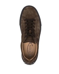 dunkelbraune Wildleder niedrige Sneakers von Tod's