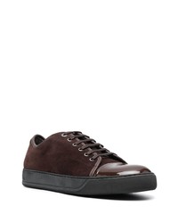 dunkelbraune Wildleder niedrige Sneakers von Lanvin