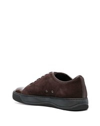 dunkelbraune Wildleder niedrige Sneakers von Lanvin