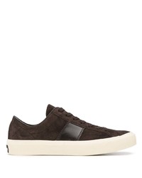 dunkelbraune Wildleder niedrige Sneakers von Tom Ford