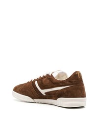 dunkelbraune Wildleder niedrige Sneakers von Tom Ford