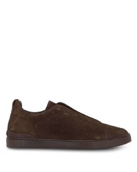 dunkelbraune Wildleder niedrige Sneakers von Zegna