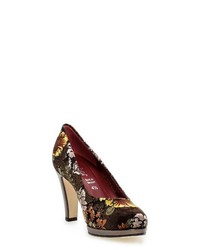 dunkelbraune Wildleder Pumps mit Blumenmuster von Gabor