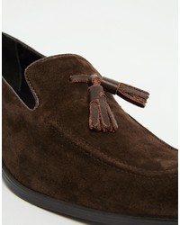 dunkelbraune Wildleder Slipper mit Quasten von Asos