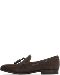 dunkelbraune Wildleder Slipper mit Quasten von H By Hudson