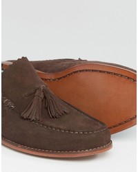 dunkelbraune Wildleder Slipper mit Quasten von Grenson