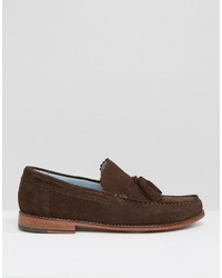 dunkelbraune Wildleder Slipper mit Quasten von Grenson