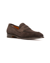 dunkelbraune Wildleder Slipper von Santoni