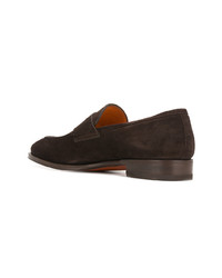 dunkelbraune Wildleder Slipper von Santoni