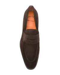 dunkelbraune Wildleder Slipper von Santoni