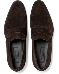 dunkelbraune Wildleder Slipper von Ermenegildo Zegna