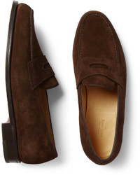 dunkelbraune Wildleder Slipper von John Lobb