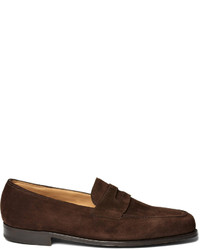 dunkelbraune Wildleder Slipper von John Lobb