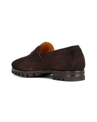 dunkelbraune Wildleder Slipper von Santoni