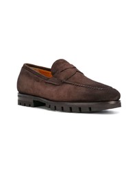 dunkelbraune Wildleder Slipper von Santoni