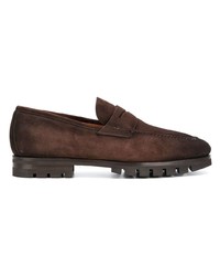 dunkelbraune Wildleder Slipper von Santoni