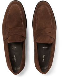 dunkelbraune Wildleder Slipper von Tom Ford