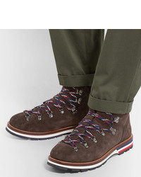 dunkelbraune Wildlederarbeitsstiefel von Moncler