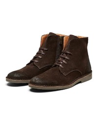 dunkelbraune Wildlederfreizeitstiefel von Selected Homme