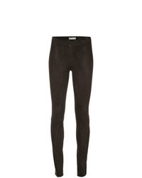 dunkelbraune Wildlederleggings