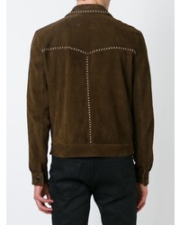 dunkelbraune Shirtjacke aus Wildleder von Saint Laurent