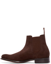 dunkelbraune Wildlederstiefel von Grenson