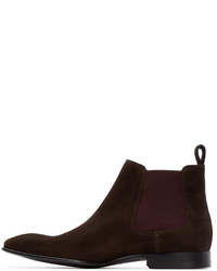 dunkelbraune Wildlederstiefel von Paul Smith