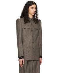 dunkelbraune Wollshirtjacke von Dries Van Noten