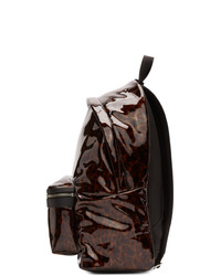 dunkelbrauner bedruckter Leder Rucksack von Saint Laurent