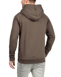 dunkelbrauner bedruckter Pullover mit einem Kapuze von BLEND