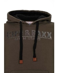 dunkelbrauner bedruckter Pullover mit einem Kapuze von Cipo & Baxx