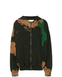 dunkelbrauner bedruckter Pullover mit einem Kapuze von Damir Doma