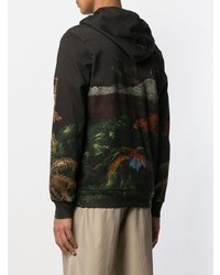 dunkelbrauner bedruckter Pullover mit einem Kapuze von Etro