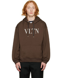 dunkelbrauner bedruckter Pullover mit einem Kapuze von Valentino