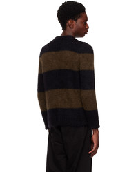 dunkelbrauner bedruckter Pullover mit einem Rundhalsausschnitt von Raf Simons