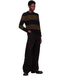 dunkelbrauner bedruckter Pullover mit einem Rundhalsausschnitt von Raf Simons