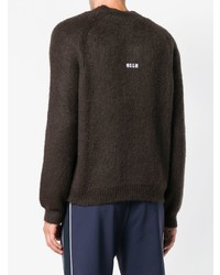 dunkelbrauner bedruckter Pullover mit einem Rundhalsausschnitt von MSGM