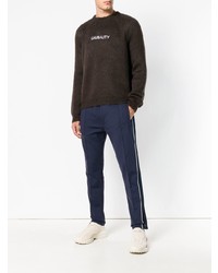 dunkelbrauner bedruckter Pullover mit einem Rundhalsausschnitt von MSGM