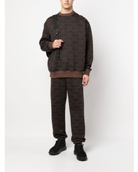 dunkelbrauner bedruckter Pullover mit einem Rundhalsausschnitt von Moschino