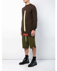 dunkelbrauner bedruckter Pullover mit einem Rundhalsausschnitt von Rick Owens