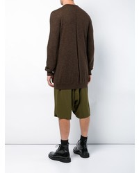 dunkelbrauner bedruckter Pullover mit einem Rundhalsausschnitt von Rick Owens