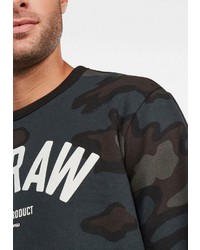 dunkelbrauner Camouflage Pullover mit einem Rundhalsausschnitt von G-Star RAW