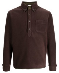 dunkelbrauner Fleece-Polo Pullover