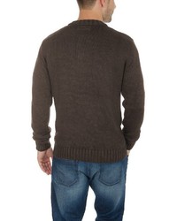 dunkelbrauner Henley-Pullover von Solid