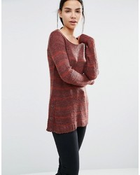 dunkelbrauner horizontal gestreifter Pullover von Vero Moda