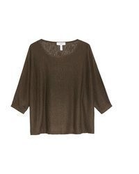 dunkelbrauner Kurzarmpullover von Comma