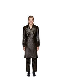 dunkelbrauner Leder Trenchcoat